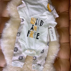 “Wild and free” onesie and tiger romper set